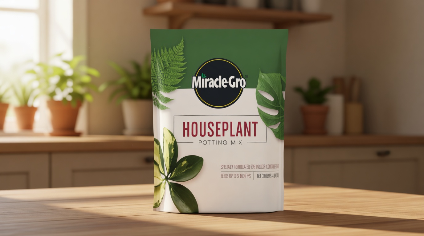 Miracle-Gro Houseplant Potting Mix - Fertilized Indoor Plant Soil for Containers, Designed to be Less Prone to Gnats, 4 qt.