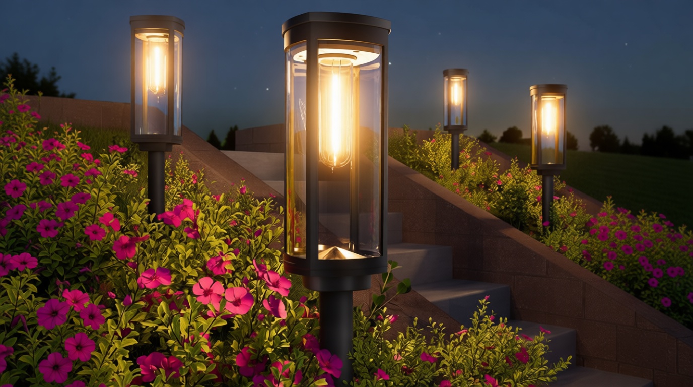 BITPOTT Bright Solar Pathway Lights Outdoor, 8 Pack Solar Powered Garden Lights Waterproof IP65, Auto On/Off Outdoor Light for Lawn Patio Walkway Driveway Decor Landscape Lighting Global Recycled Standard