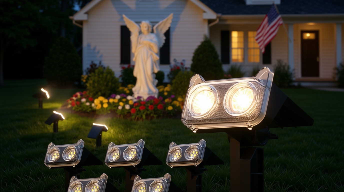 LETMY Solar Lights Outdoor Waterproof IP65, 6 Pack Solar Spot Lights Outdoor With 14 Big LEDs, 2-in-1 Wall Lights & 2 Modes Solar Powered Landscape Spotlights for Garage Pathway Yard Decor Garden Gift