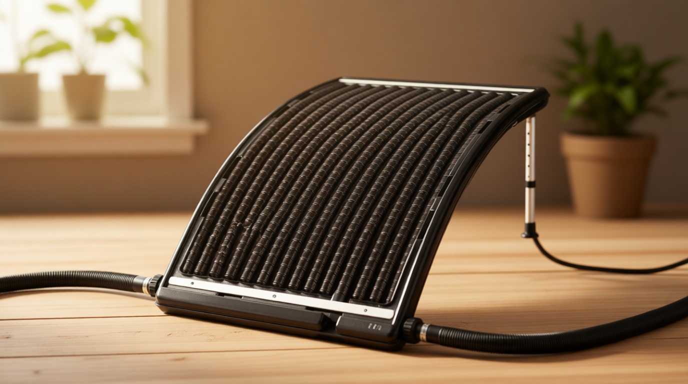 2026 Upgraded Solar Pool Heater with Adjustable Support Feet, Pool Heater for Above Ground Pool, Inground Pool Warmer, with 2 Adapters, 2 Hoses & Clamps, 2 Plumber Tapes, Thicken Connector