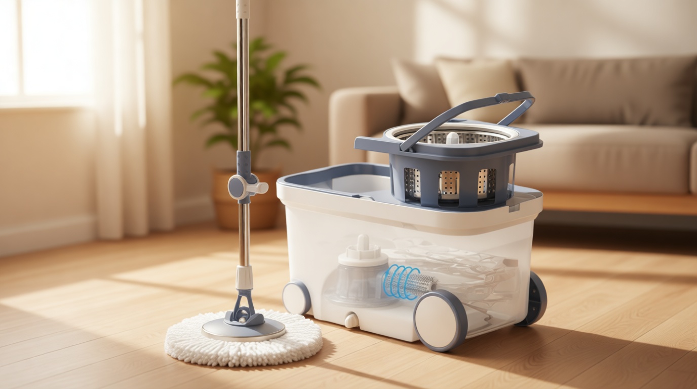 Michao Spin Mop Bucket Deluxe 360 Spinning Floor Cleaning System with 6 Microfiber Replacement Head Refills,62" Extended Handle,4X Wheel for Home Cleaning