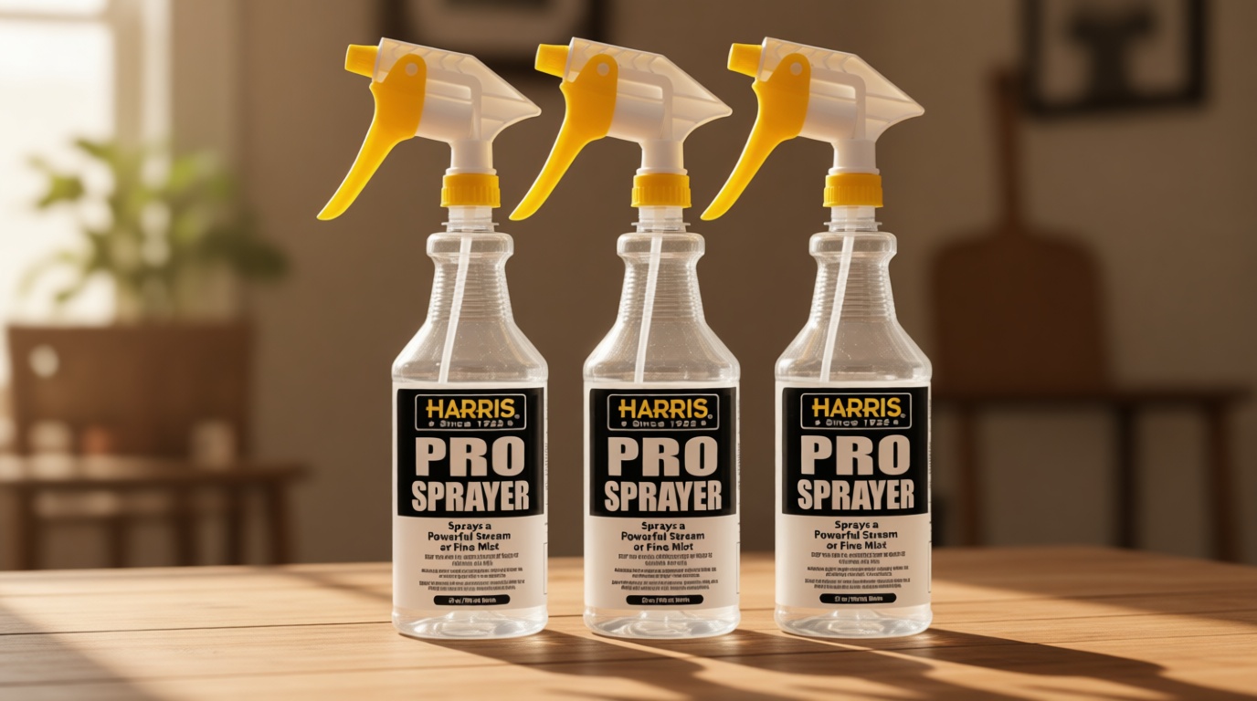 HARRIS Professional Spray Bottle 32oz (3-Pack), All-Purpose for Cleaning and Plants with Clear Finish, Pressurized Sprayer, Adjustable Nozzle and Measurements