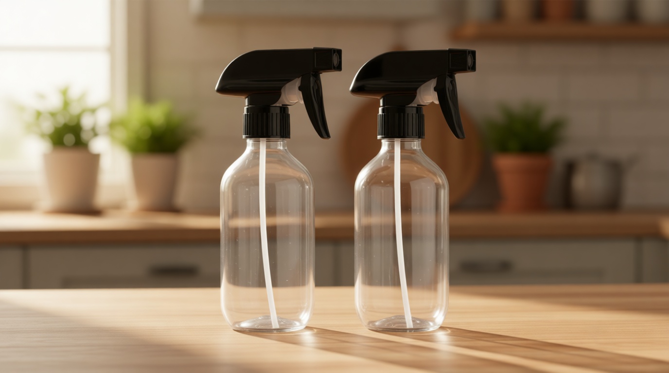 Teyssor Spray Bottles Water Spray Bottle 2 Packs- BPA Free -10 oz/300 ml Plastic Refillable Containers Fine Mist Small Spray Bottle with Adjustable Nozzle for Hair, Cooking, Cleaning