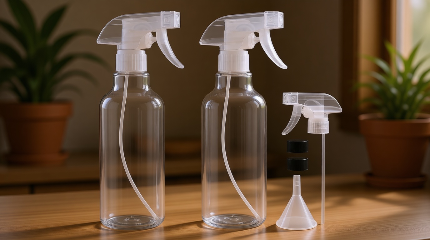 Plastic Spray Bottles Empty Spray Bottle 16.9oz/500ml 2 Pack Heavy Duty Spraying Bottles Mist/Stream Water Bottle for Cleaning Solutions, Essential Oils, Hair (Clear)