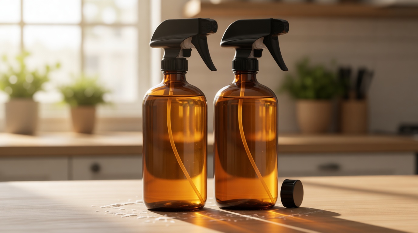 Sally's Organics Empty Amber Glass Spray Bottles - 2 Pack - Large 16oz Refillable Bottle for is Great for Essential Oils, Plants, Cleaning Solutions, Hair - Durable Nozzle - Fine Mist/Stream Setting