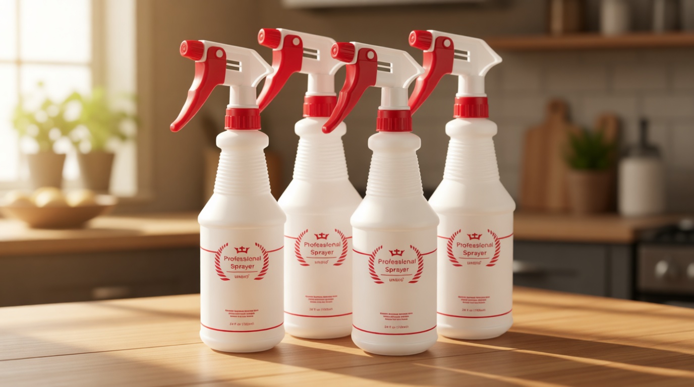 Uineko Plastic Spray Bottle (4 Pack, 24 Oz, All-Purpose) Heavy Duty Spraying Bottles Leak Proof Mist Empty Water Bottle for Cleaning Solution Planting Pet with Adjustable Nozzle and Measurements