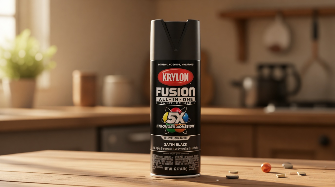 Krylon Fusion All-In-One Adhesive Spray Paint for Indoor/Outdoor Use, 12 oz, Black