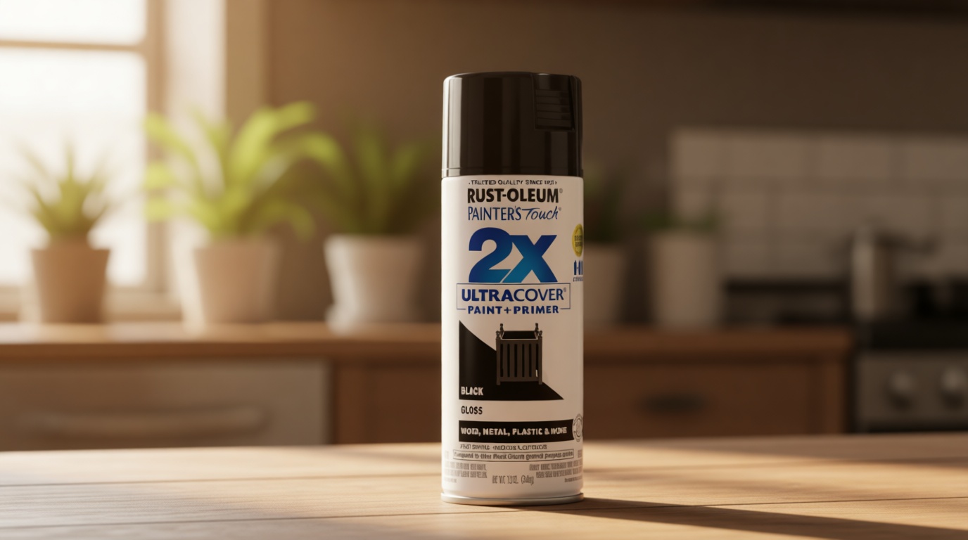 Rust-Oleum 249122 Painter's Touch 2X Ultra Cover Spray Paint, 12 oz, Gloss Black