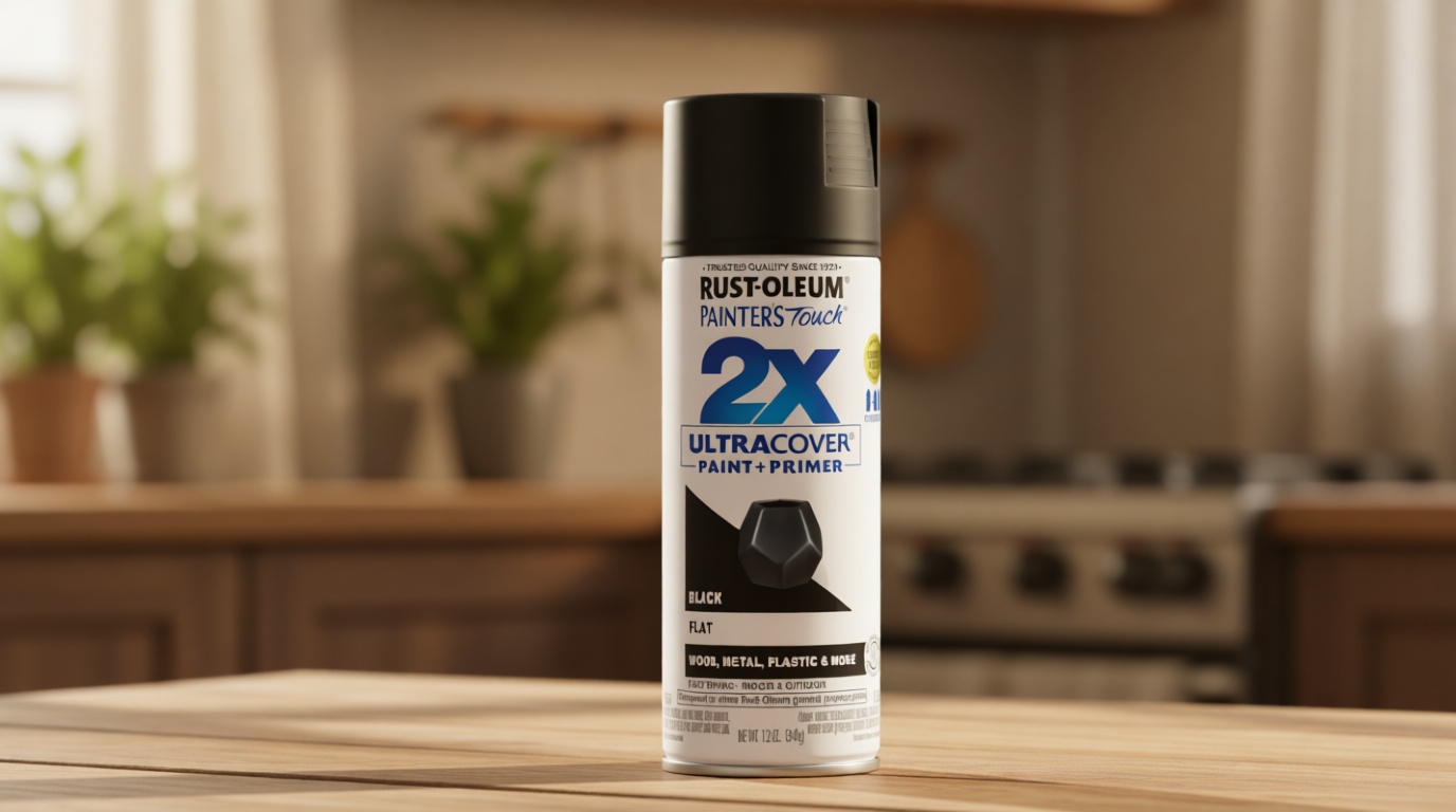 Rust-Oleum 334020 Painter's Touch 2X Ultra Cover Spray Paint, 12 oz, Flat Black