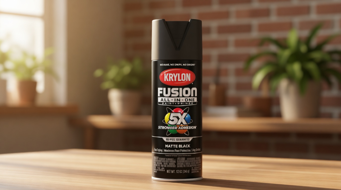 Krylon Fusion All-In-One Adhesive Spray Paint for Indoor/Outdoor Use, 12 oz, Black
