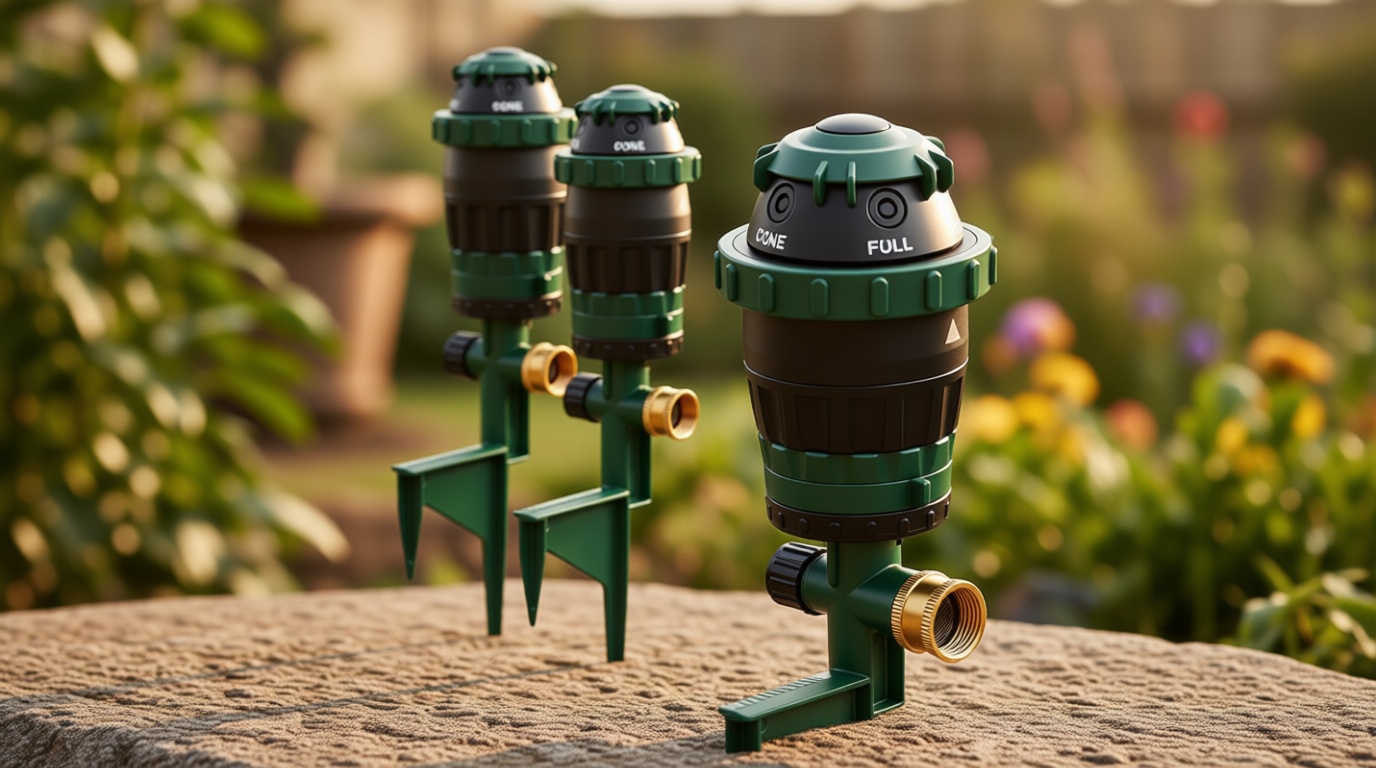 LIULO TOOL 2-Pack Gear Drive Sprinklers for Yard, 360 Degree Garden Water Sprinkler Head on Spike Base with 3/4 Inch Adapters, 5 Modes Adjustable Irrigation Tool for Large Area Yard Lawn Garden