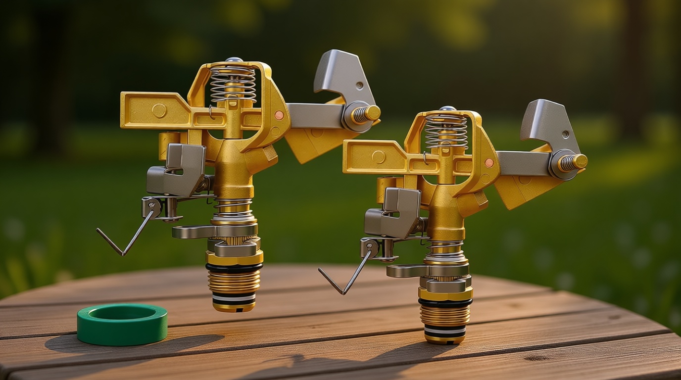 Triumpeek 2-Piece 1/2" Brass Impact Sprinkler Heads, Heavy Duty Adjustable 0-360° Pattern, Long Range Sprinkler for Lawn & Garden Irrigation, Large Area Watering Coverage