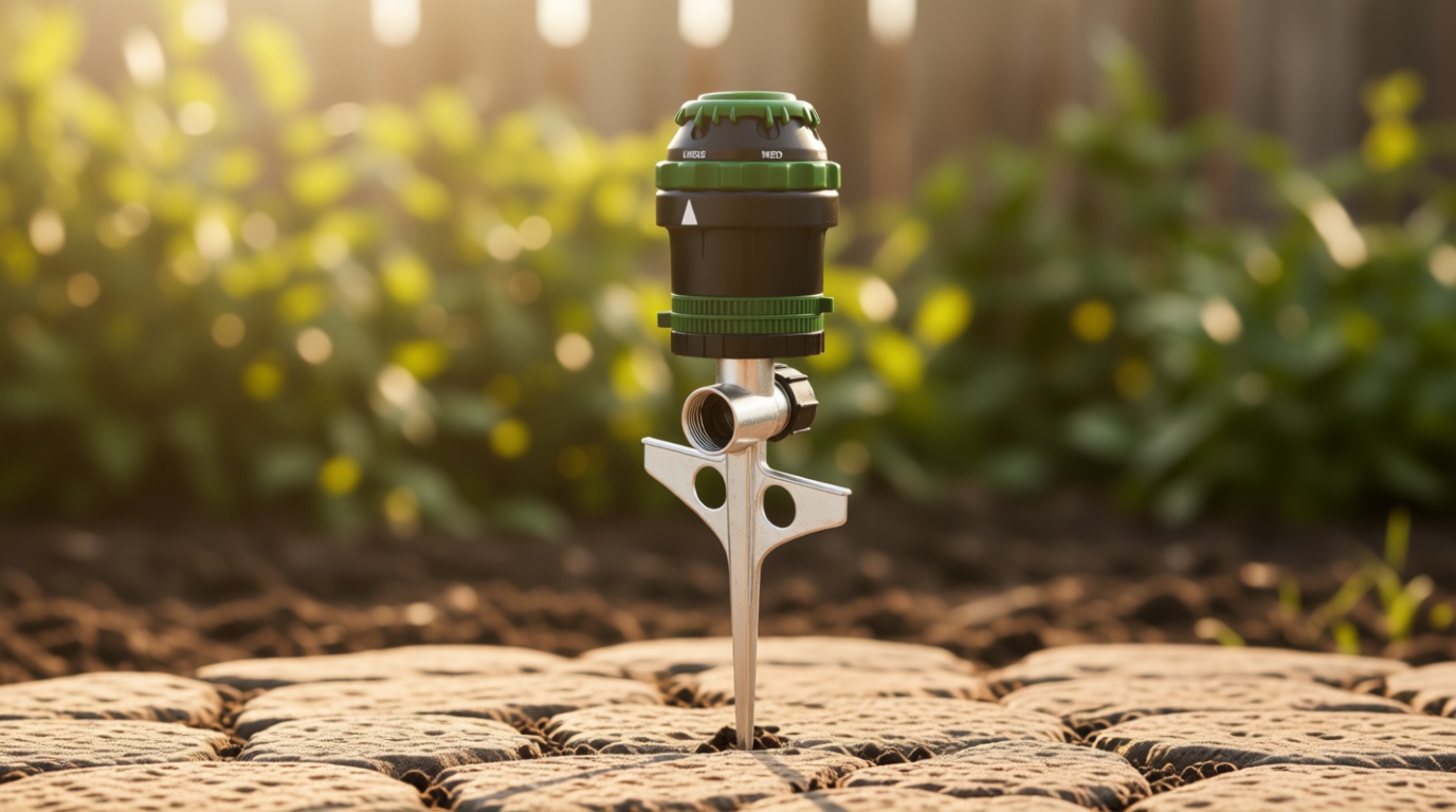 Orbit H2O-Six Gear-Drive Sprinkler on Metal T-Spike - Customizable Lawn Watering Coverage - Multi-Pattern Rotating Head with Adjustable Spray Range - Durable Outdoor Yard Irrigation Sprinkler - 58573