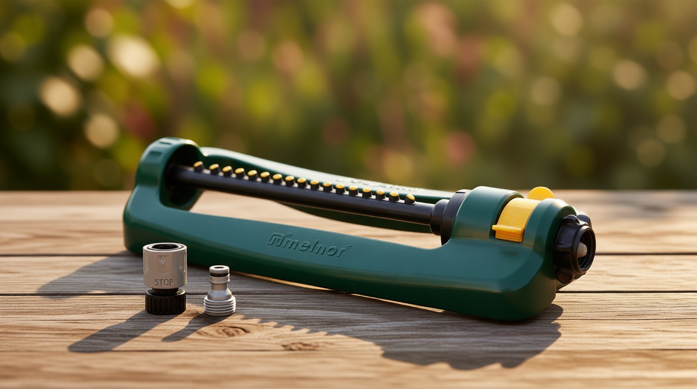 Melnor 65148AMZ TurboTek Oscillating Sprinkler, 2,800 sq. ft., Quick Connect Bundle, 16 Precision Nozzle, Green, Yellow