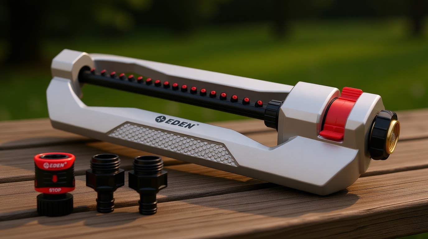 Eden 94110 Heavy-Duty Metal Oscillating Sprinkler | Covers Up to 3,315 sq. ft., 18 Precision Nozzles, Adjustable Range, Turbo Drive Motor, Quick Connect Bundle