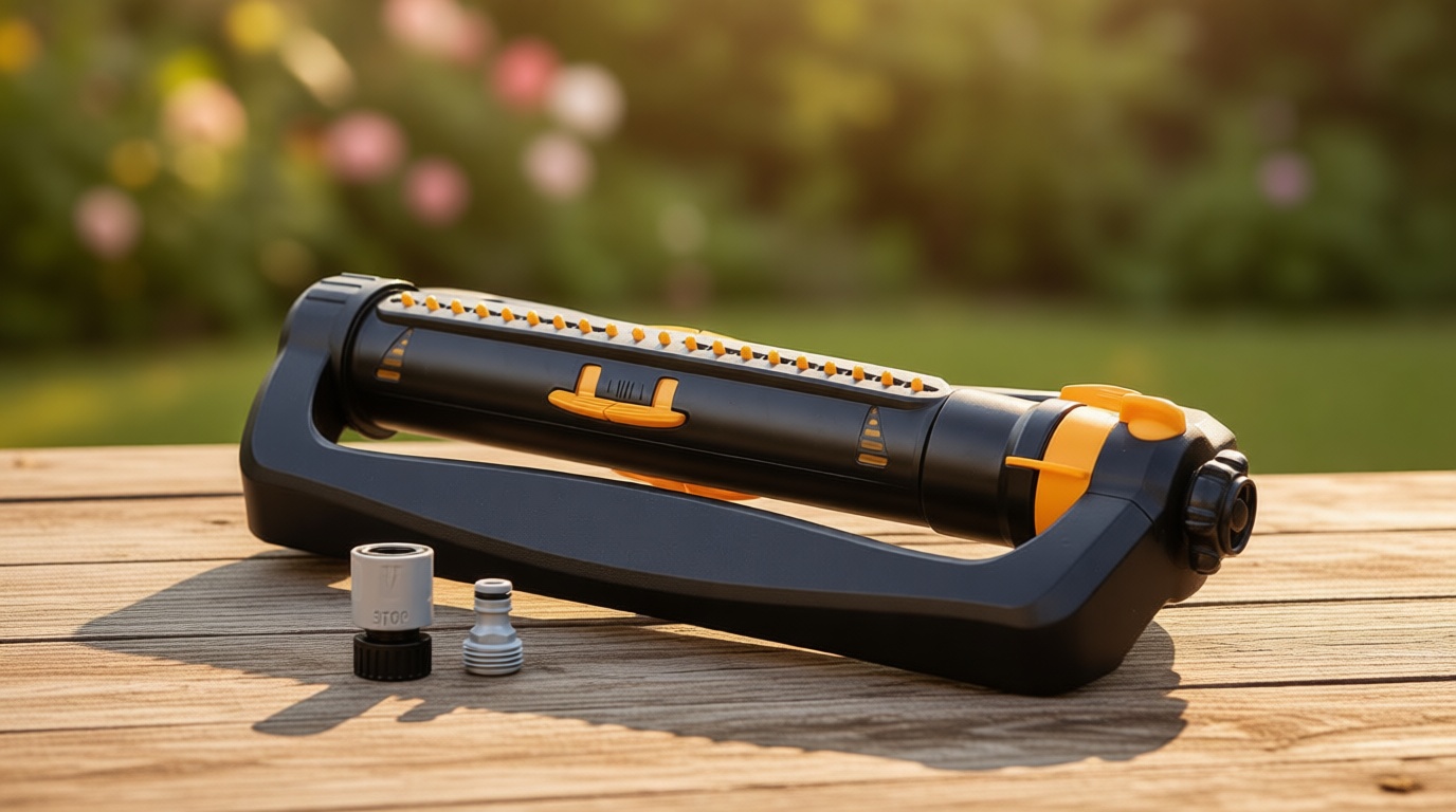 Melnor 65167AMZ XT Turbo Oscillating Sprinkler, 4,500 sq. ft., Quick Connect Bundle, 3-Way Adjustable, Black, Yellow