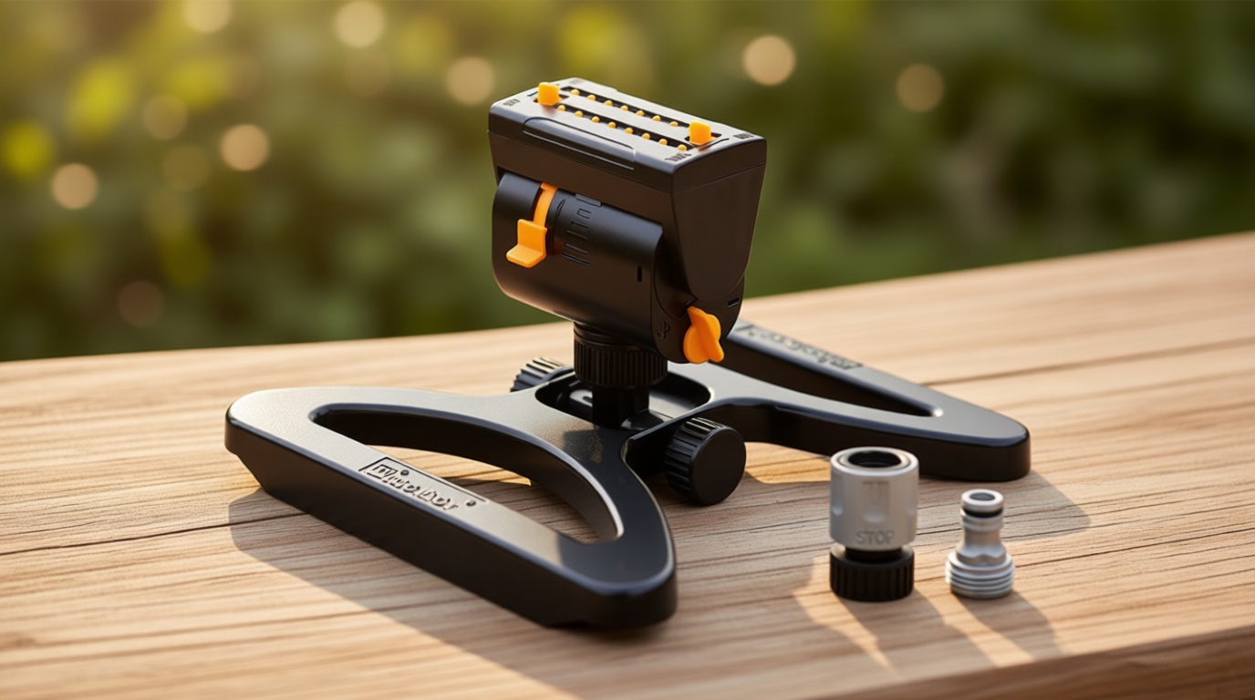 Melnor 65131AMZ MiniMax Turbo Oscillator Sprinkler, 4000 sq. ft., 4-Way Adjustable, Quick Connect Bundle, Black, Yellow