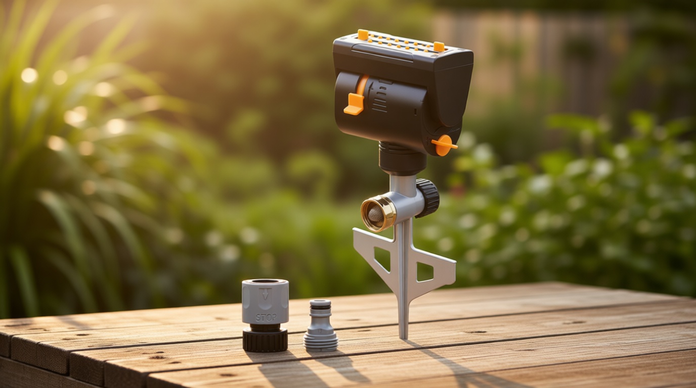 Melnor 65137AMZ MiniMax Turbo Oscillating Sprinkler on Step Spike, 4000 sq. ft., 4-Way Adjustable, Quick Connect Bundle, Yellow