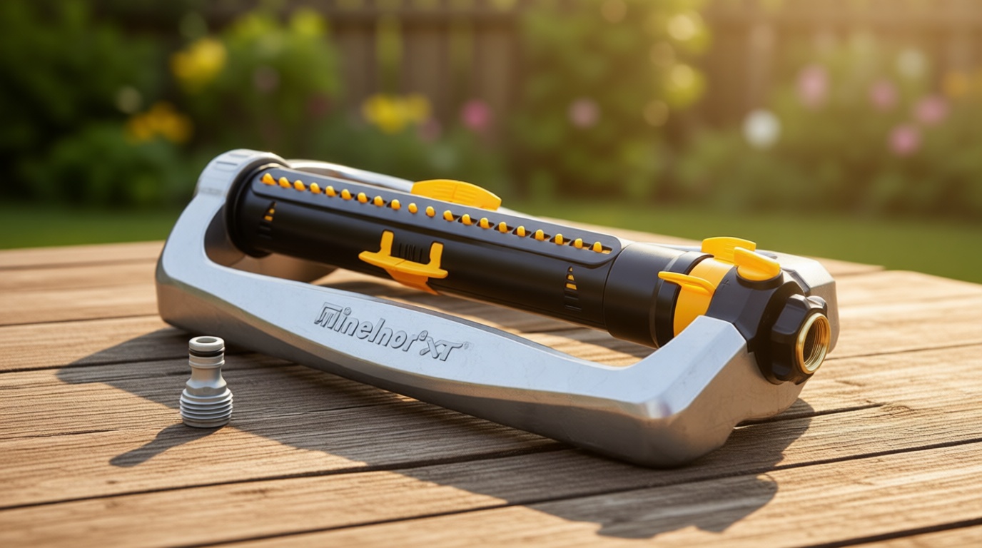 Melnor 65154AMZ XT Turbo Oscillating Sprinkler, Metal Base, 4,500 sq. ft., Quick Connect Bundle, 3-Way Adjustable, Black, Yellow