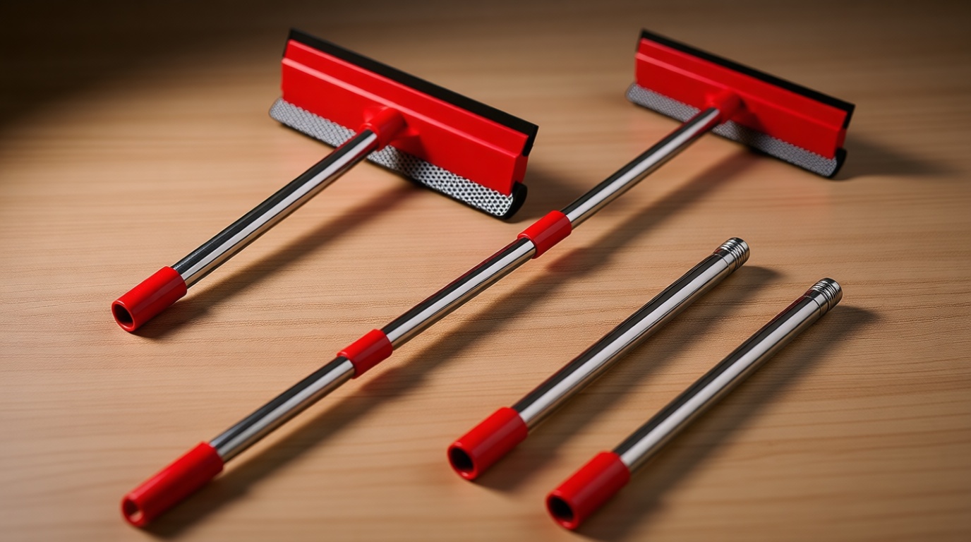 DSV Standard Window Squeegee, 2 in 1 Window Cleaner with 55" Extension Poles, Window Washing Kit, Glass Door Cleaner, Multi-Use Car Windshield Cleaning Tool with Long Handle for High Outdoor Windows