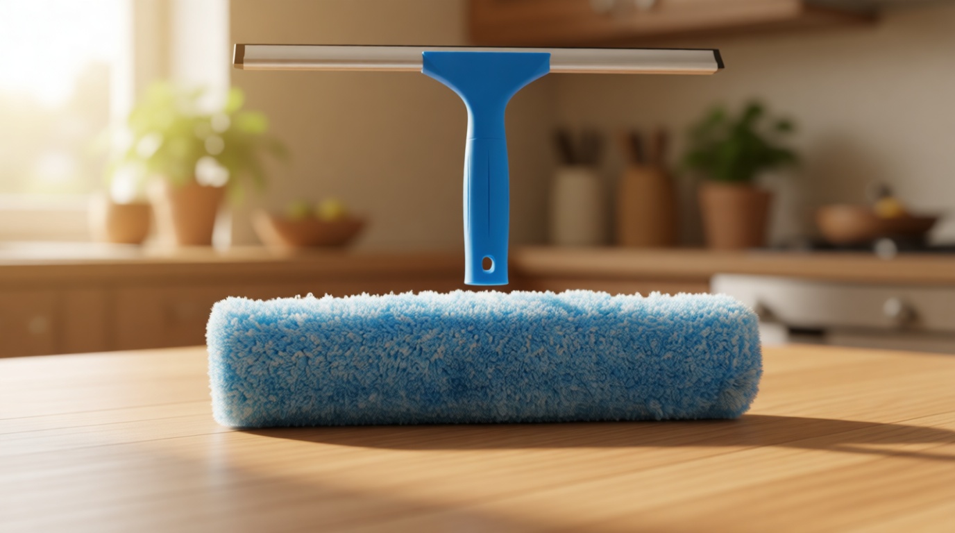 MR.SIGA Professional Window Cleaning Combo - Squeegee & Microfiber Window Scrubber, 14"