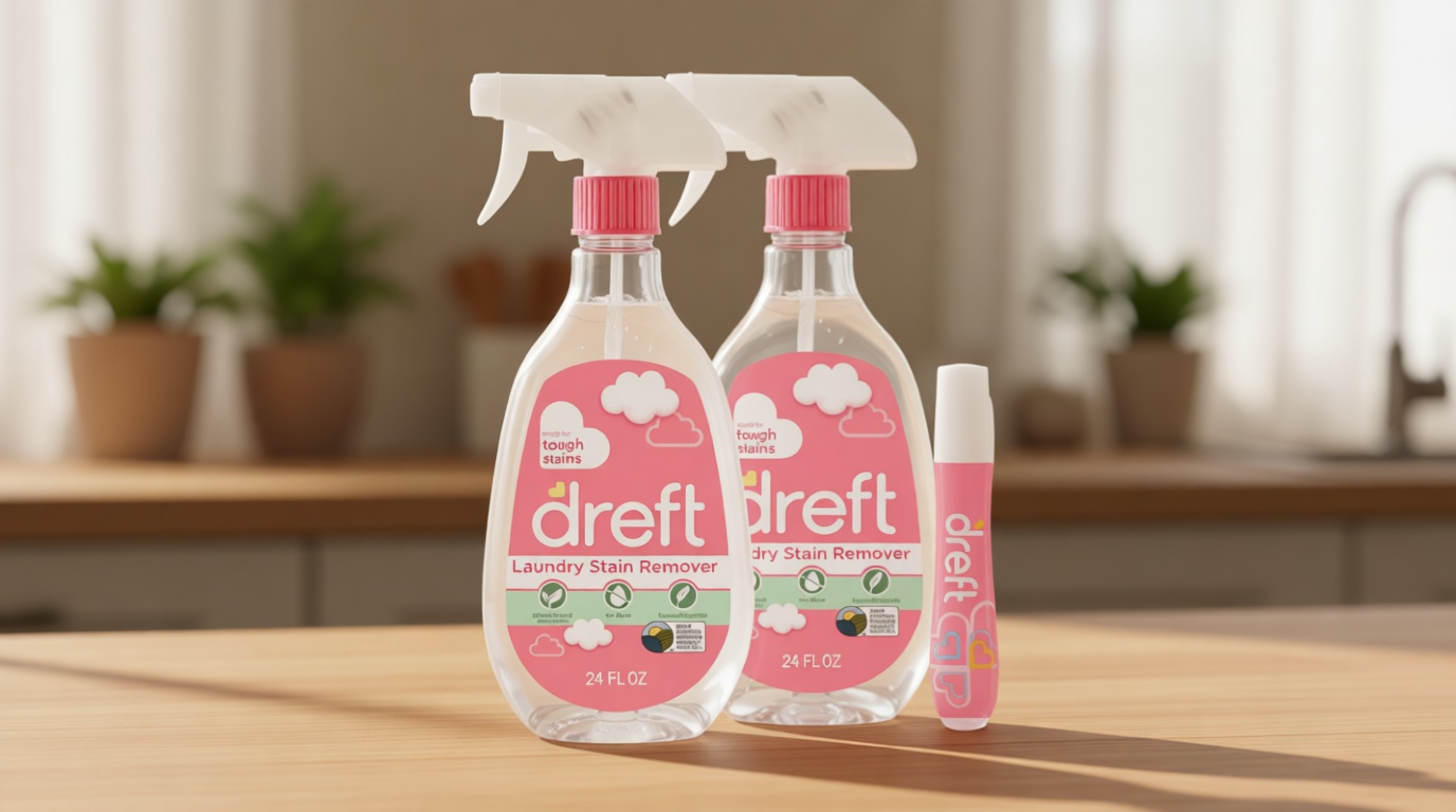 Dreft Stain Remover for Baby Clothes and Hypoallergenic Baby Stain Remover Spray Plus Travel Size Stain Treater Pen, 24 Fl Oz ( Pack of 2 + Stain Pen)