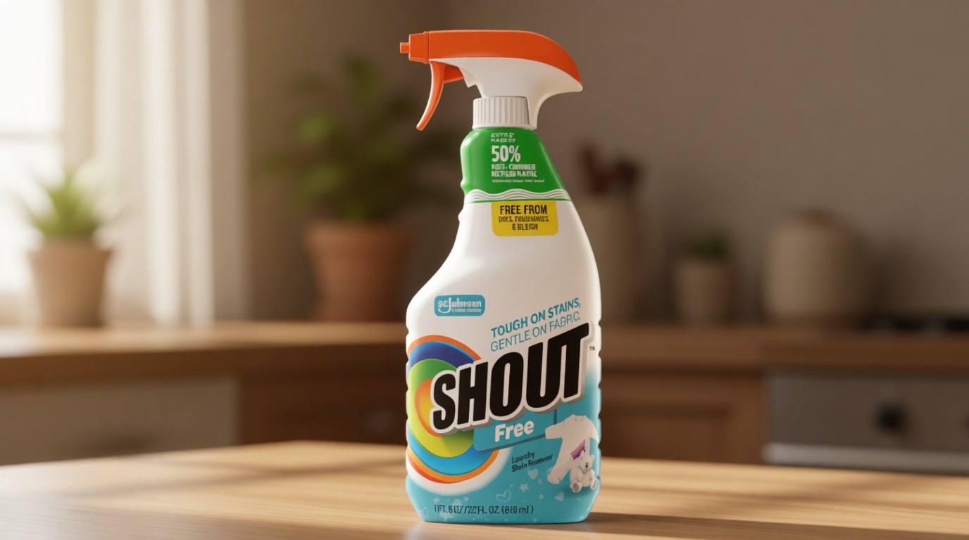 SHOUT Free Laundry Stain Remover Spray, Active Enzyme Formula is Fragrance, Bleach, and Dye Free, Removes Everyday Stains including Baby Stains - 22oz Spray