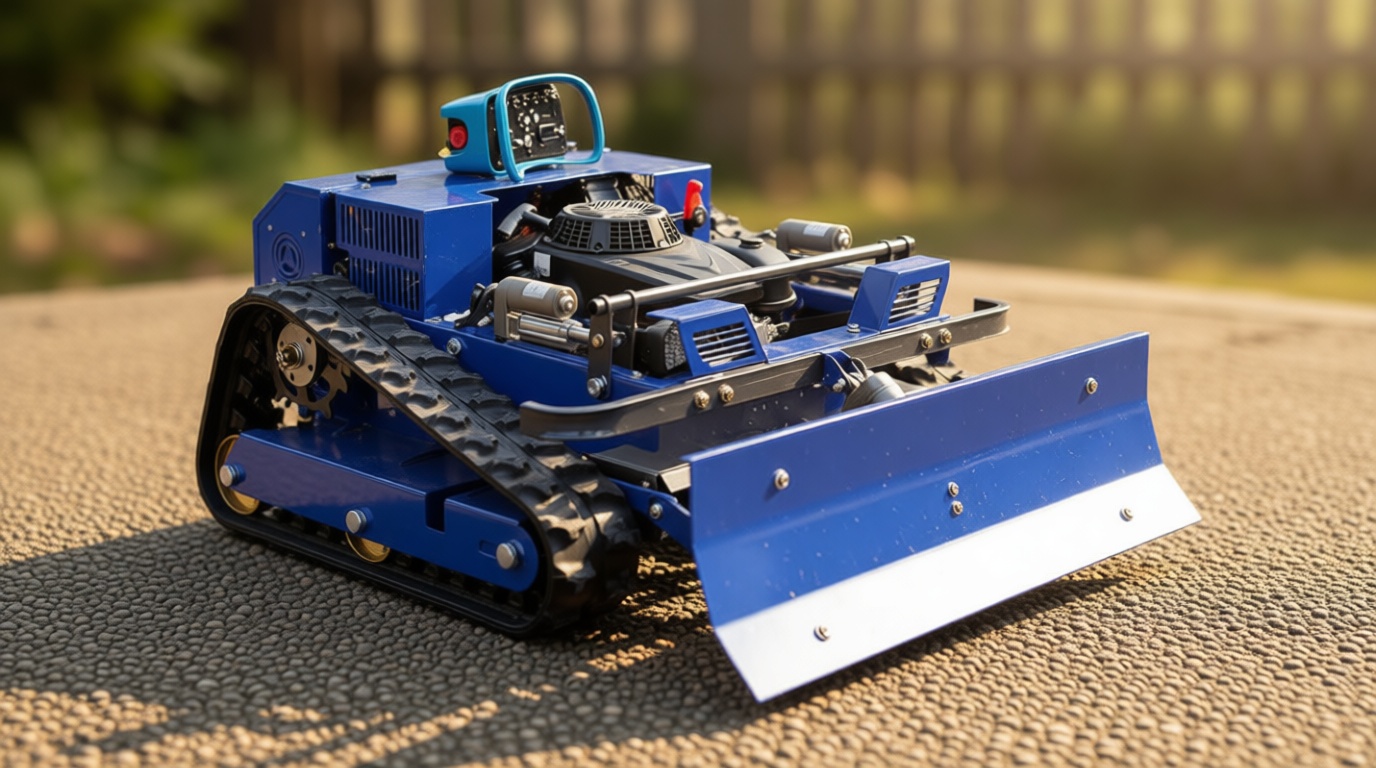 AIWEIYA-Remote Control Lawn Mower, Oil-Electric Hybrid Crawler Track Mower, 1.1-5.9 Inch Cutting Height Professional Landscape and Estate Mower for 100% Slope(45°) Large Turf Grass Cutting