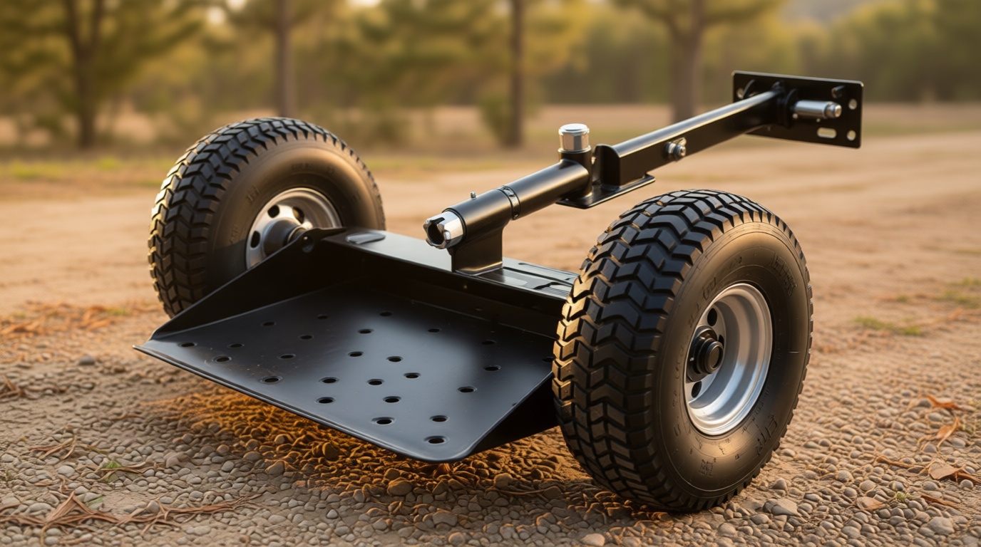 Jungle Jim's Jungle Wheels Lawn Mower Sulky – Black Edition – Stand-On Two-Wheel Sulky for Walk-Behind Mowers – Folding Trailer Hook Up – 10" Wheels – 2-Year Weld Warranty