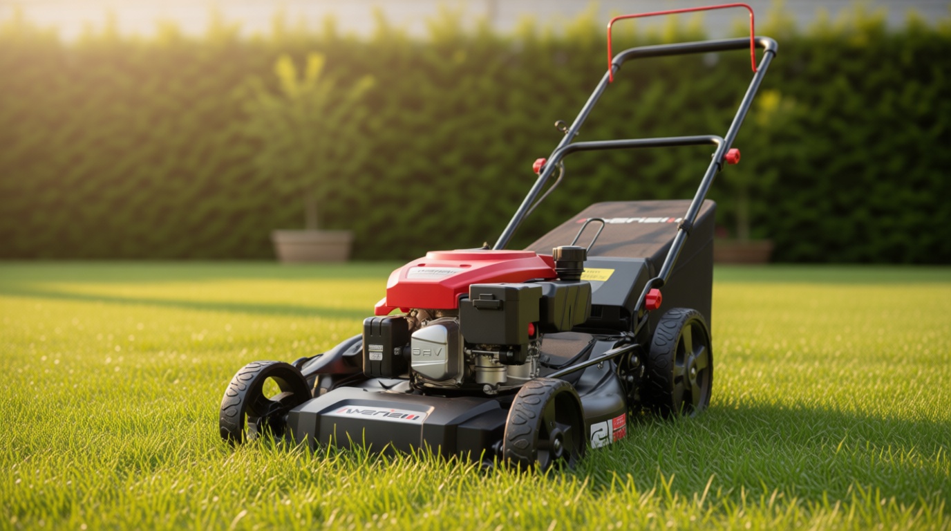 AMERISUN 21-Inch 3IN1 Push Gas Lawn Mower with Mulching, Bagging & Side Discharge, 144cc 4-Stroke OHV Engine, Adjustable 6-Height Cutting, 1.4 Bushel Grass Catcher, Residential Yard & Garden Use