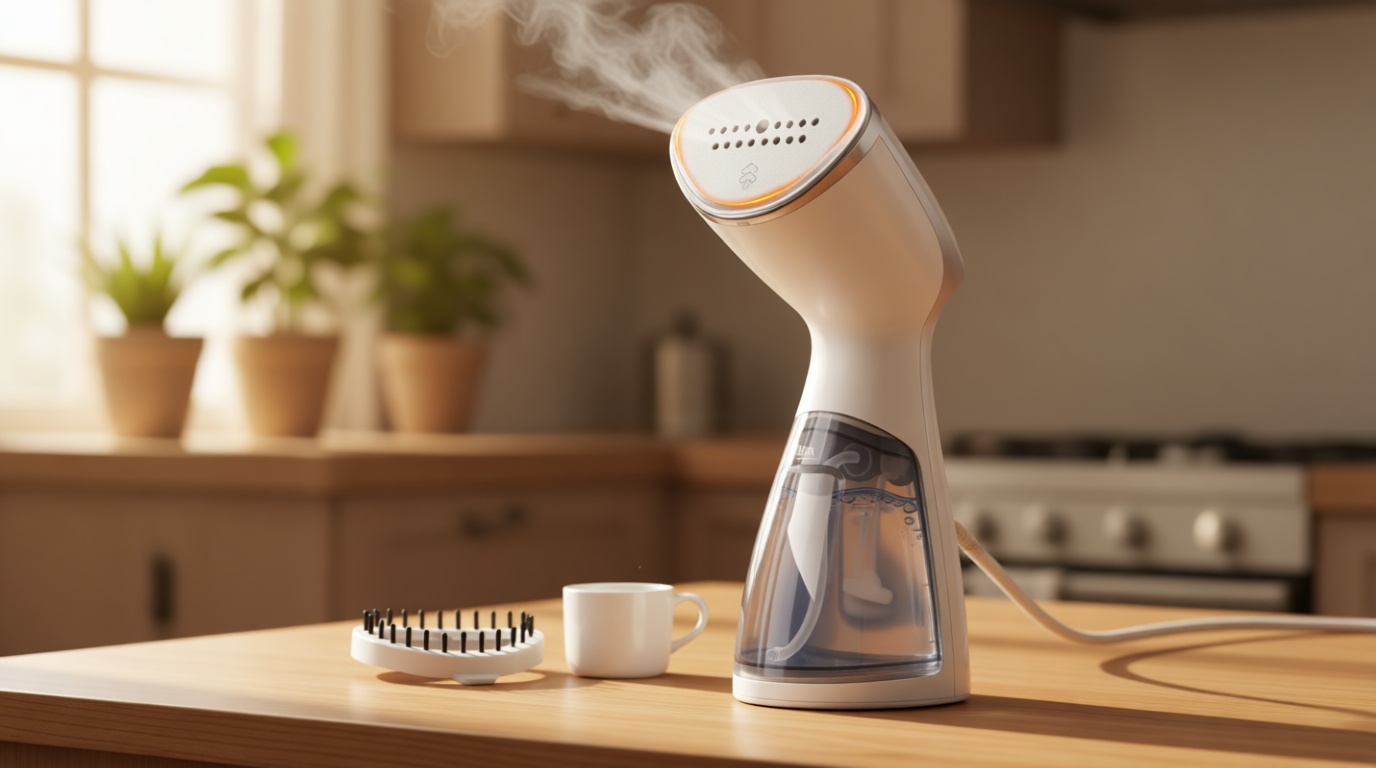 OGHom Portable Travel Handheld Steamer for Clothes, Garment Wrinkle Remover, 1000W Strong Penetrating Fabric Steamer, for Home, Office, Travel (ONLY FOR 120V) -White