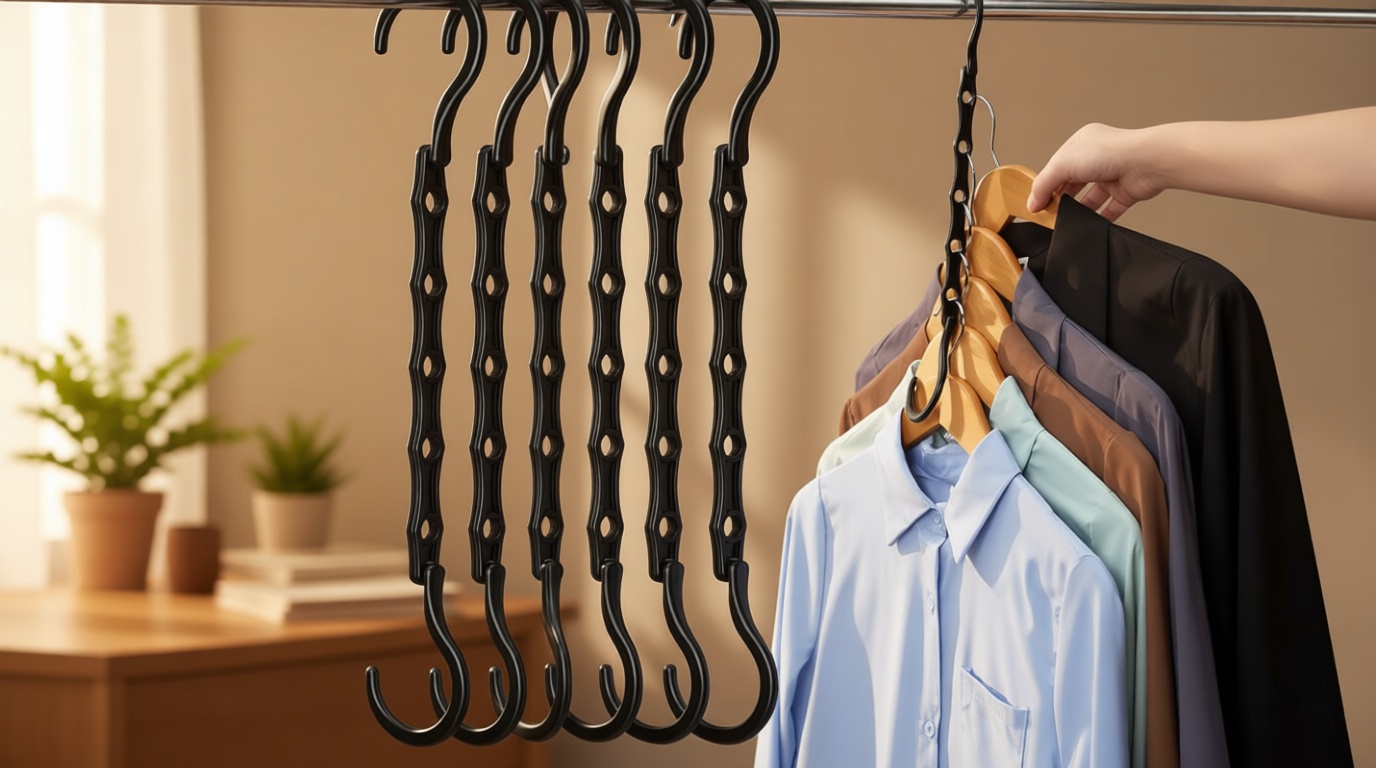 AMKUFO 6 Pack-Closet-Organizers-and-Storage, Magic-Hangers-Space-Saving-for-Clothes, Closer-Organizer-for-Closet-Organization, Space-Saver-Hanger-Organizer-for-Multipurpose, Dorm-Room-Essentials