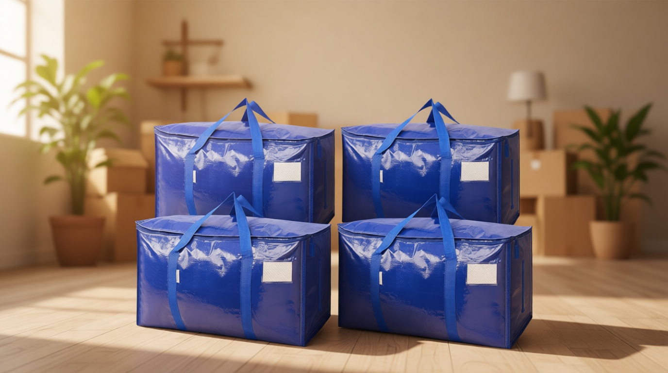 TICONN 6 Pack Extra Large Moving Bags Heavy Duty with Zippers & Carrying Handles, Durable Storage Bags Moving Boxes for Closet Organizers and Storage (6 Pack, Blue)