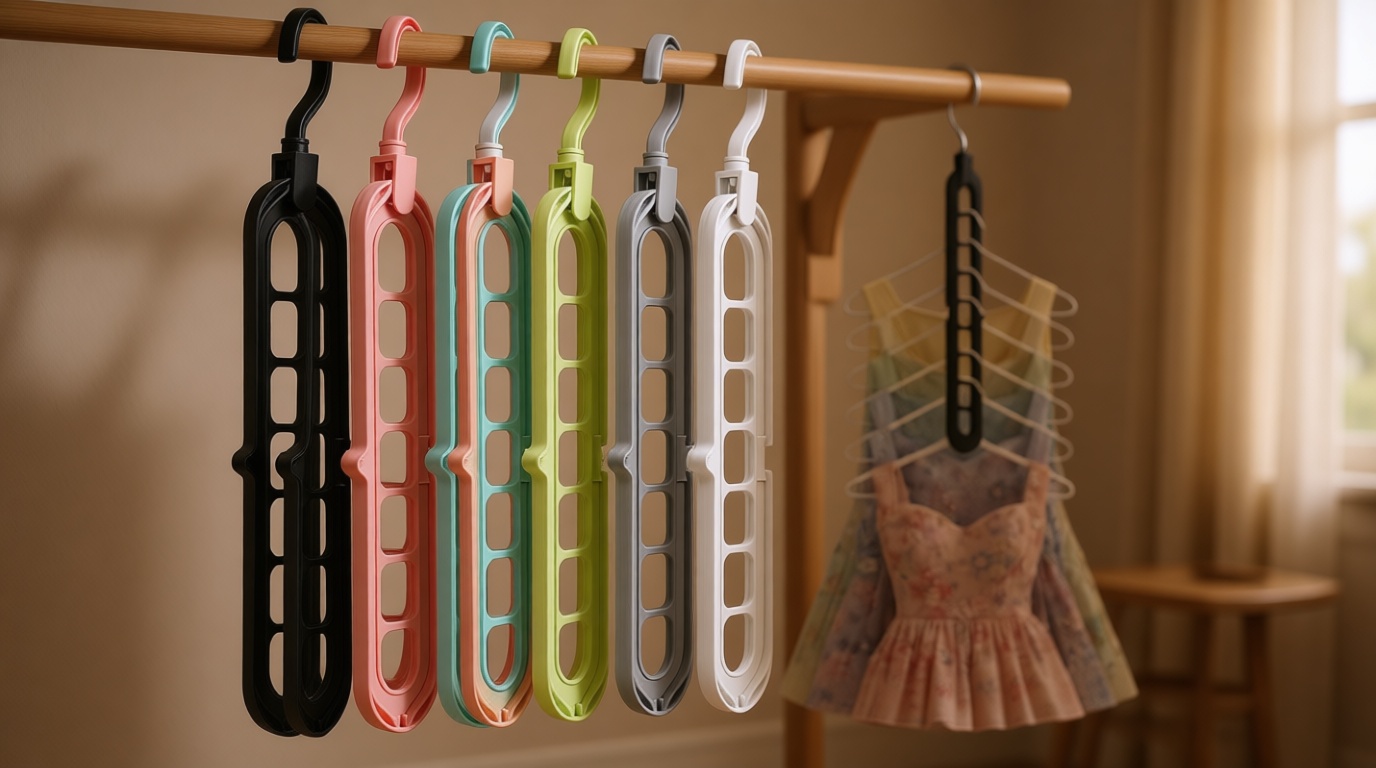 Closet Organizers and Storage,College Dorm Room Essentials,Pack of 6 Multifunctional Organizer Magic Space Saving Hangers with 9 Holes Storage Organization for Wardrobe Closet