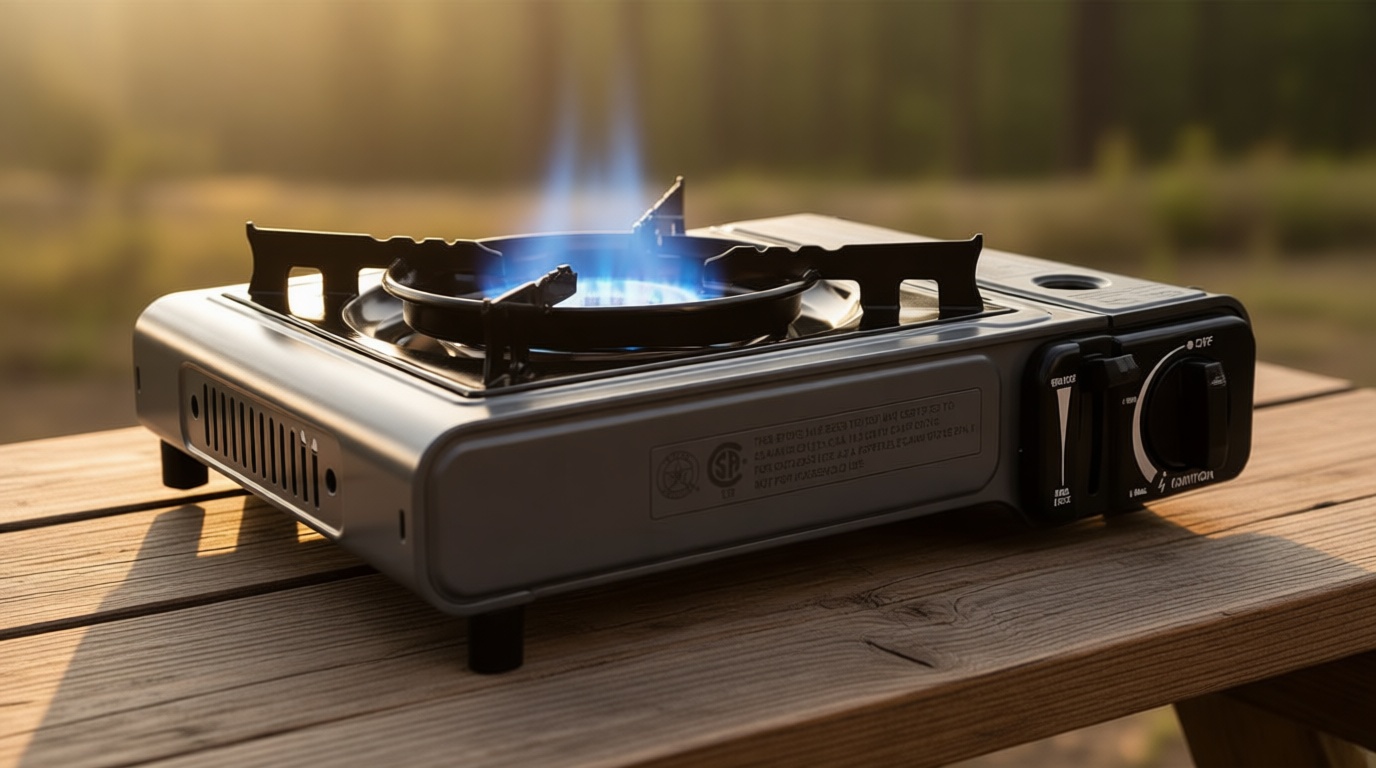 Gas One Portable Butane Camping Stove with Case: Automatic Ignition, Precise Heat Control - Camping & Tailgating and Outdoor Cooking