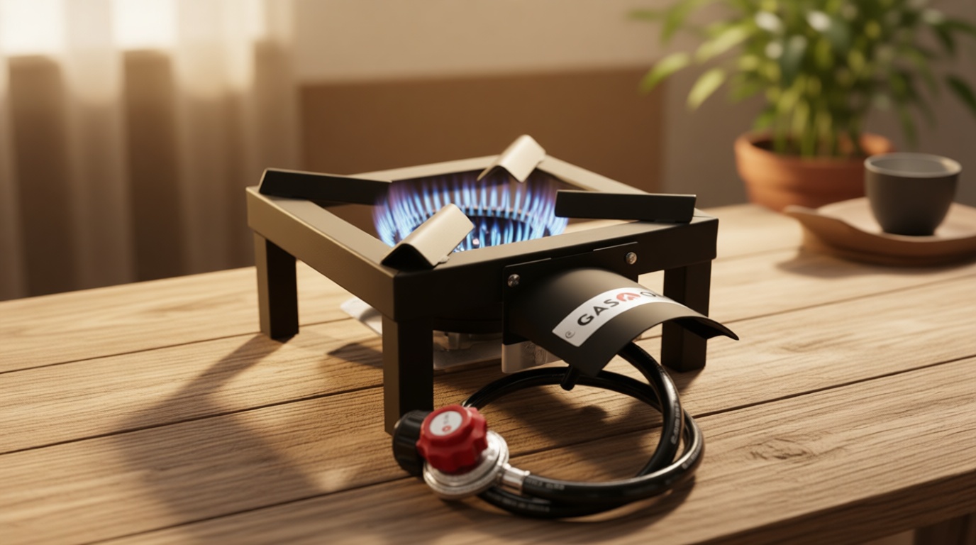 GasOne High Pressure Single Propane Burner - Outdoor Cooking with Heat Shield and Guard – Propane Burner Head for Camping, Tailgating, Seafood Boil, Home Brewing - Patented