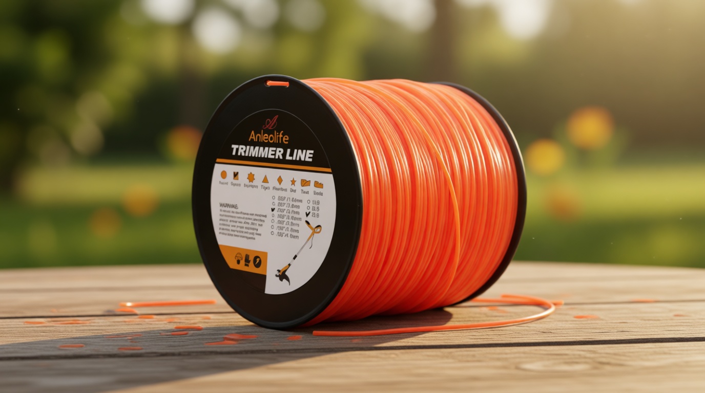 A ANLEOLIFE 5-Pound Commercial Square .095-Inch-by-1280-ft String Trimmer Line in Spool,with Built-in Line Cutter, Orange
