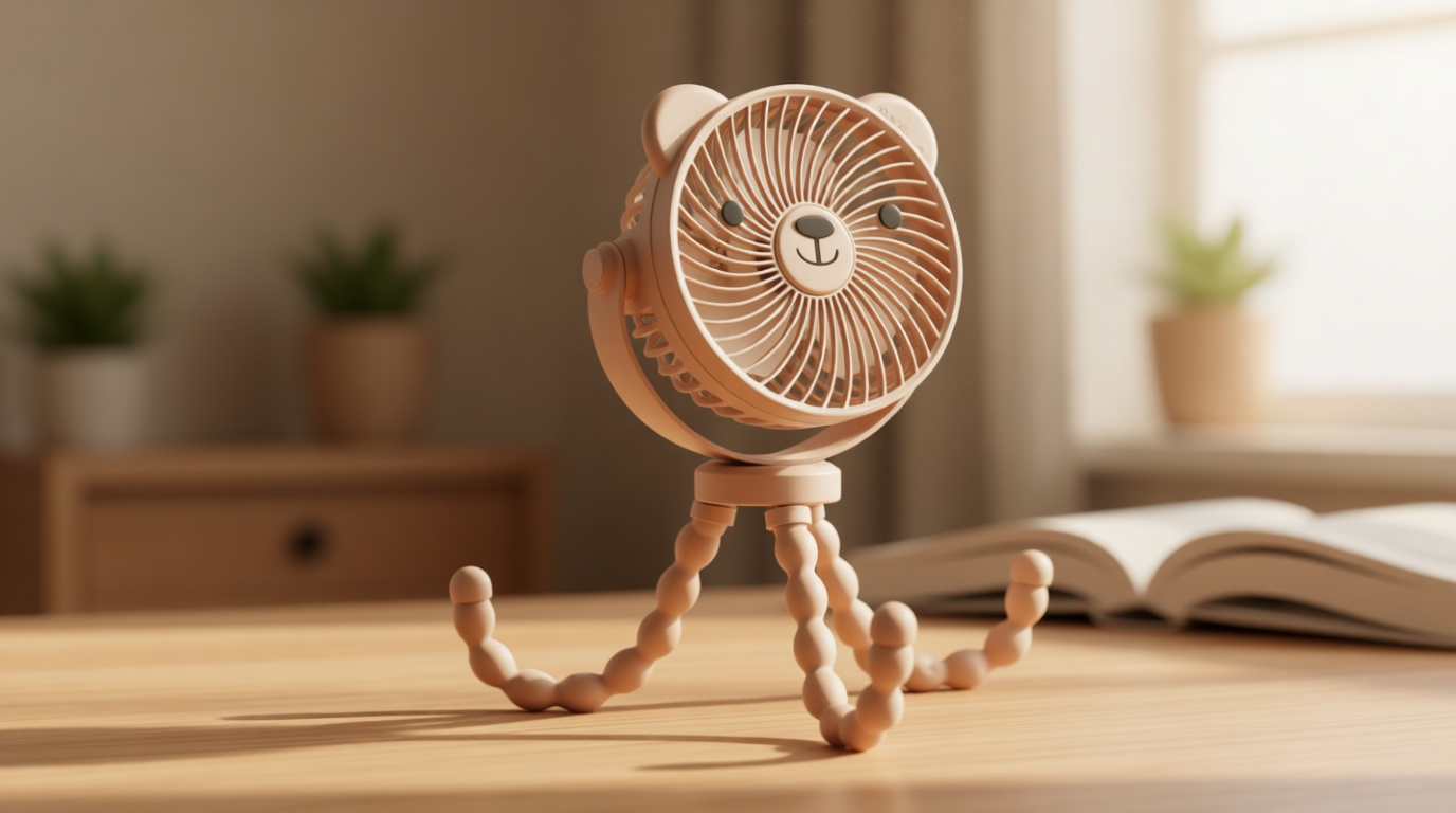 Itzy Ritzy Baby Stroller Fan - Rechargeable Fan Features 360 Degree Swivel, Flexible Wraparound Legs and 3 Speeds (Bear)