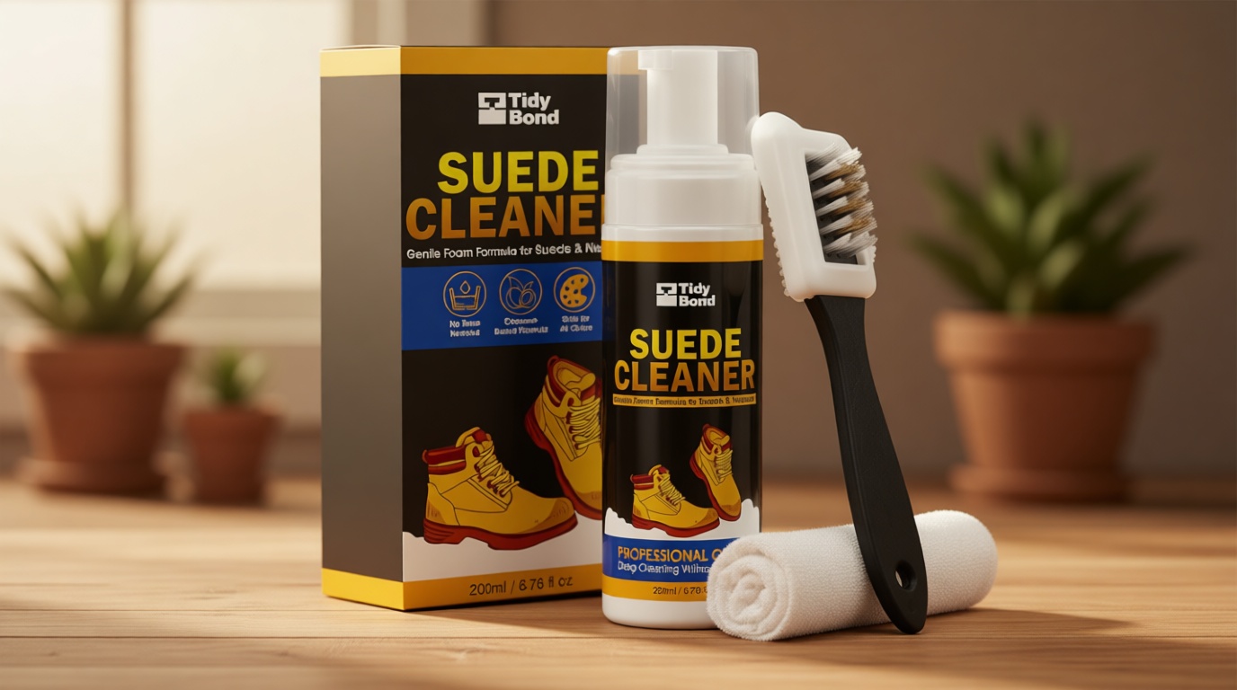 Tidybond Suede Cleaner Kit – Premium Shoe Cleaner for Suede & Nubuck Shoes, Boots, Bags, Purses & Furniture – Safe, Non-Toxic Formula with Brush & Towel – Removes Stains, Salt & Dirt – 200ml
