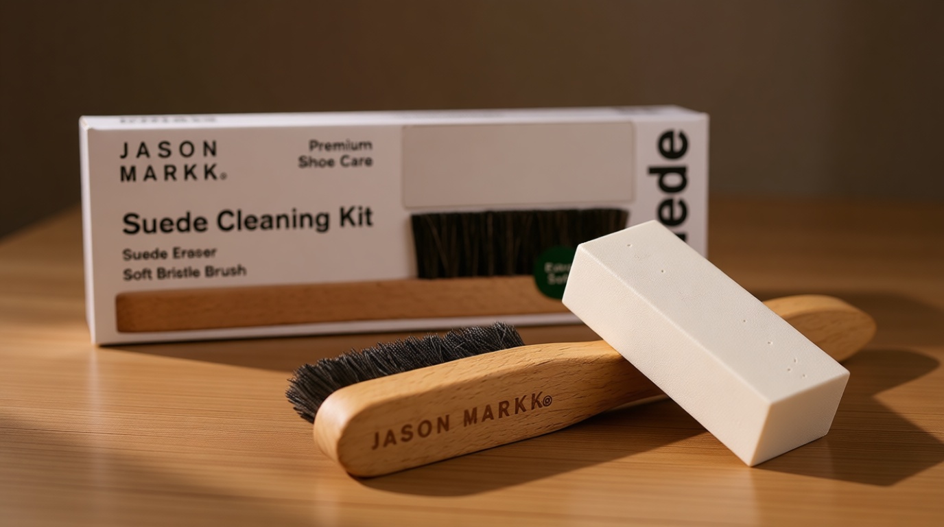 Jason Markk Suede Cleaning Kit, Shoe Cleaner, 2-Piece Set, Brush & Stain Eraser, Sneaker Care, Ideal for Footwear, Safe for Leather, Suede, Nubuck, Cotton, Knits