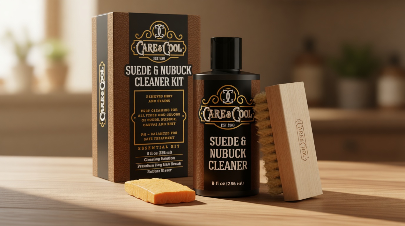 Care & Cool Suede and Nubuck Cleaner Kit (8 oz) Restores Color & Vibrancy to Shoes Clothes, and Furniture (Essential Kit)