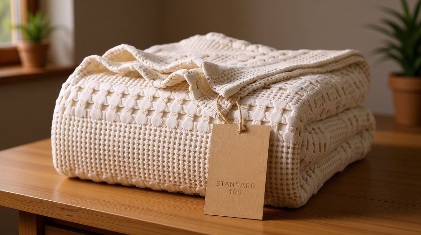 PHF 100% Cotton Waffle Weave Blanket Queen Size for Bed, Soft Lightweight & Breathable for Spring and Summer, All-Season Comfort, Luxury Aesthetic Blanket for Home Decor, 90"x90", Light Taupe/Oatmeal OEKO-TEX STANDARD 100