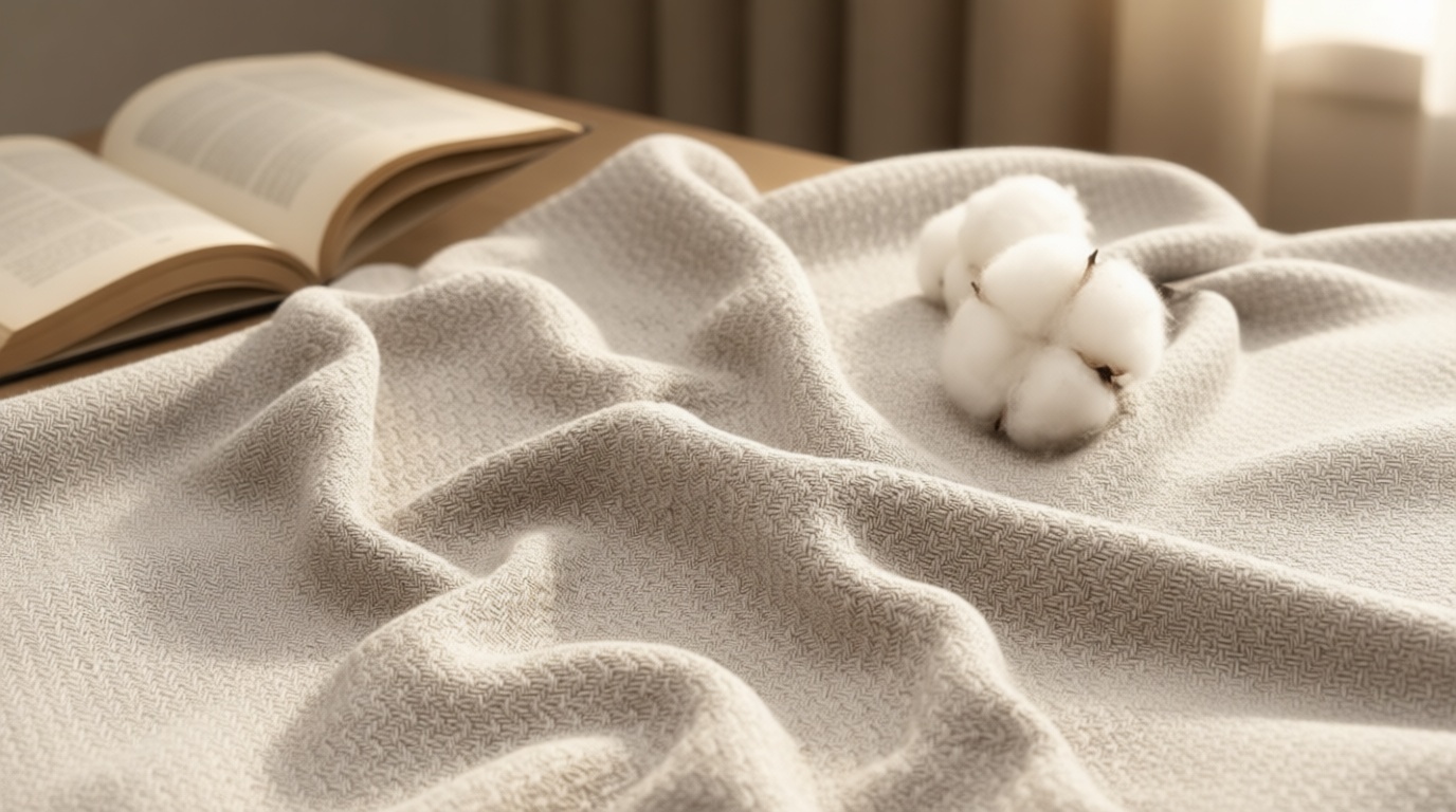 Bedsure GentleSoft 100% Cotton Blanket King Size for Bed - Breathable and Lightweight, Soft Cozy Textured Herringbone Woven Blanket for Summer Spring, Linen Beige, 108x90 inches OEKO-TEX STANDARD 100