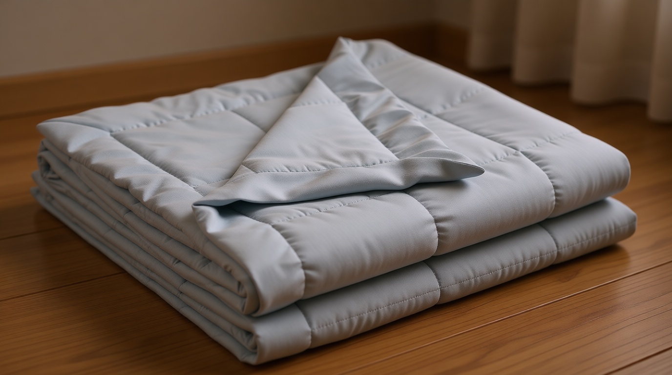 Madison Park Windom Down Alternative Blanket, Premium 3M Scotchgard Moisture Wicking Treatment, Lightweight and Soft Bed Cover For All Season, Satin Trim, Blue Full/Queen OEKO-TEX STANDARD 100