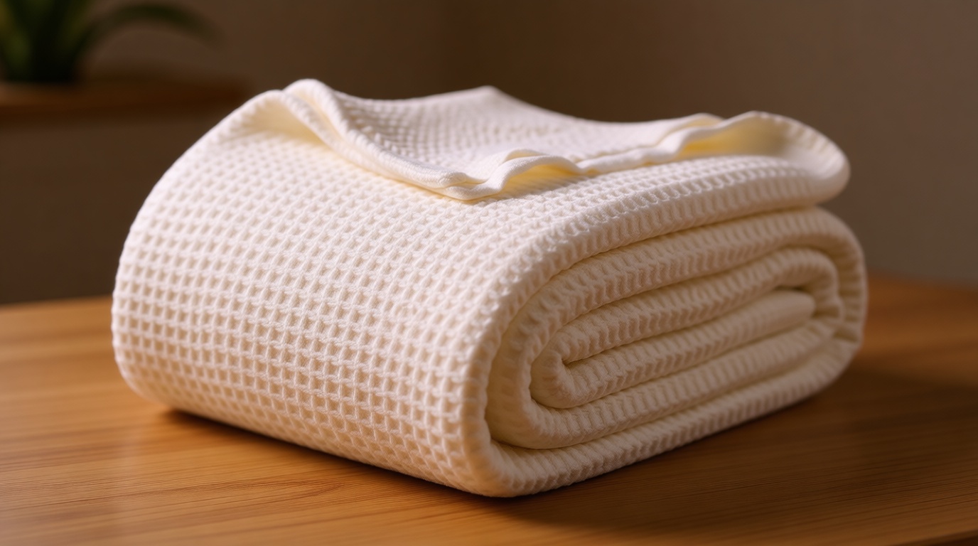 Bedsure Gentlesoft 100% Cotton Blanket Queen Size for Bed - Cooling Breathable and Soft for Spring Summer, Thick Cozy Waffle Weave Blanket Gifts for Women, White, 90x90 Inches OEKO-TEX STANDARD 100