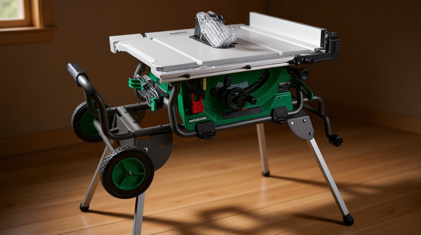 Metabo HPT 10-Inch Table Saw, 15-Amp Power Saw with Large 28 3/4" x 22" Table, Best in Class Rip Capacity, Pro Level Motor, Durable Fold and Roll Stand, Adjustable Foot, C10RJS