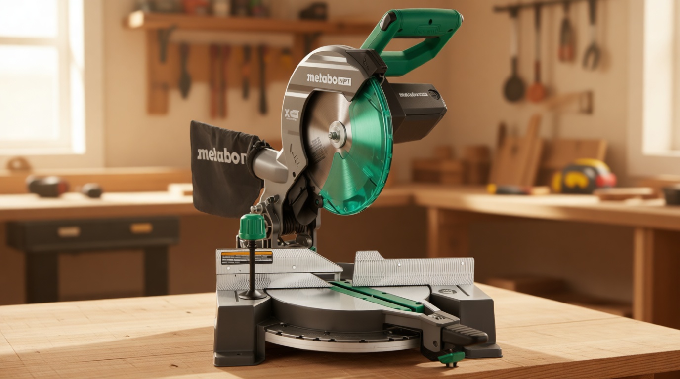 Metabo HPT 10-Inch Single Bevel Compound Miter Saw, 15-Amp Power Saw with Xact Cut Shadow Line, Precision Miter Angles, Single Bevel 0-45°, 40T TCT Miter Saw Blade, Lightweight Design, C10FCG2