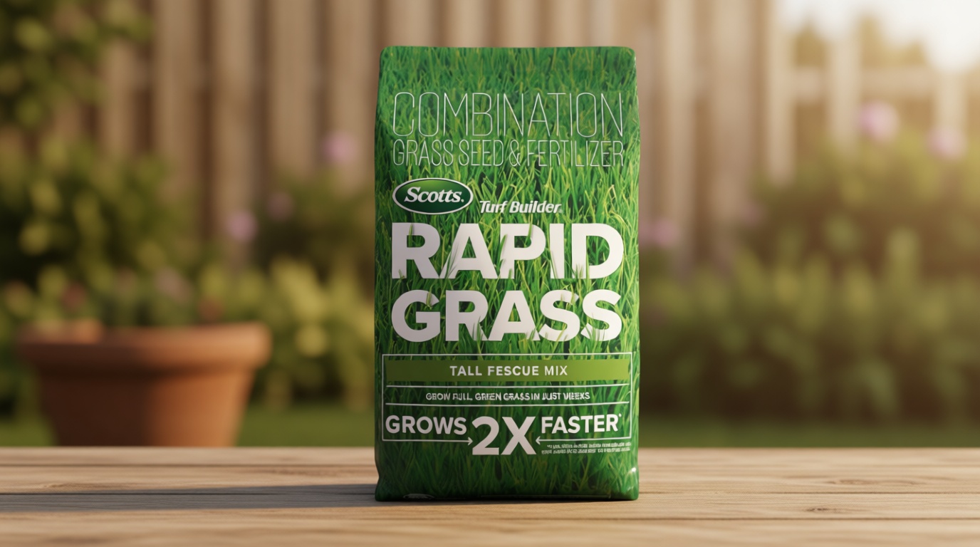 Scotts Turf Builder Rapid Grass Tall Fescue Mix - Combination Grass Seed and Fertilizer for Lawns, Lawn Seed That Grows in Just Weeks, 5.6 lbs.