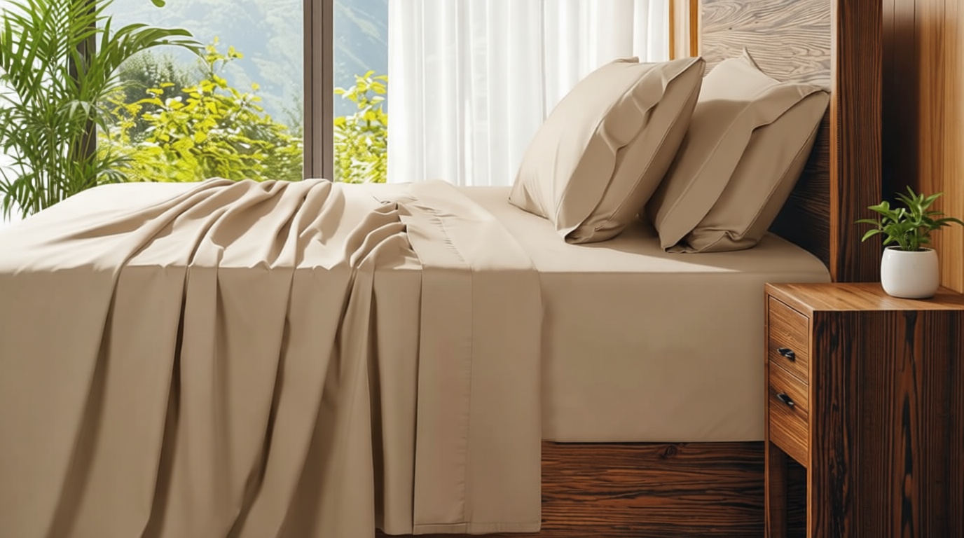 SONORO KATE 100% Egyptian Cotton Sheets Set, Extra Deep Pocket up to 18"-24",1000 High Thread Count, Soft & Breathable 5-Star Hotel Sateen Bed Sheets - 4 PC (Linen,Queen)