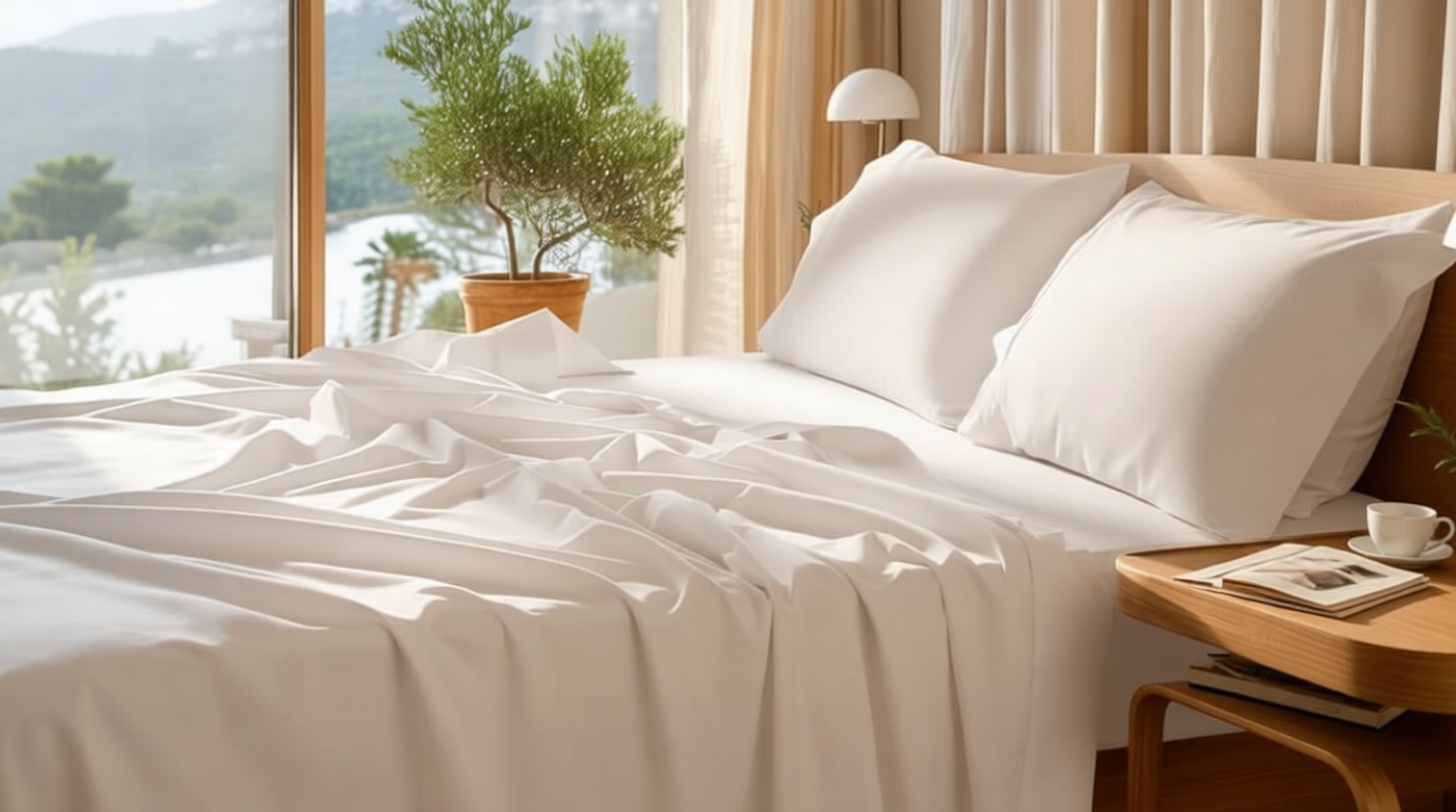 SONORO KATE 100% Egyptian Cotton Sheets Set - 1000 High Thread Count, Luxury 5-Star Hotel Sateen Bed Sheets, Soft, Breathable Long Staple Sheets, Fit up to 16" - 4 PC (White,Queen)